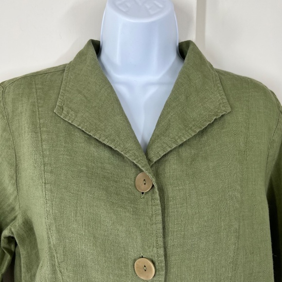 FLAX Button down with stitching accents, Oversized Buttons S, Coastal sage - Picture 5 of 16